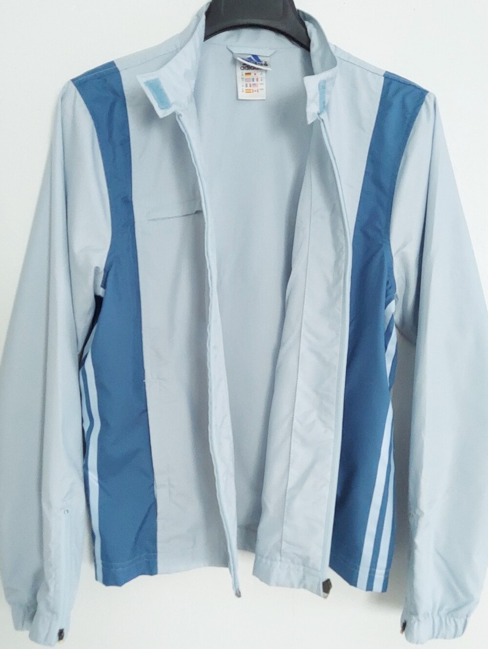 adidas Womens Track Jacket Full Zip Light Blue Windbreaker Y2K Athletic Size M - Picture 4 of 16